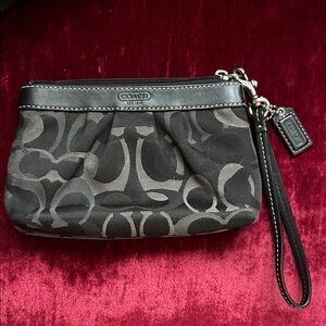 Coach Black and Gray Signature Wristlet